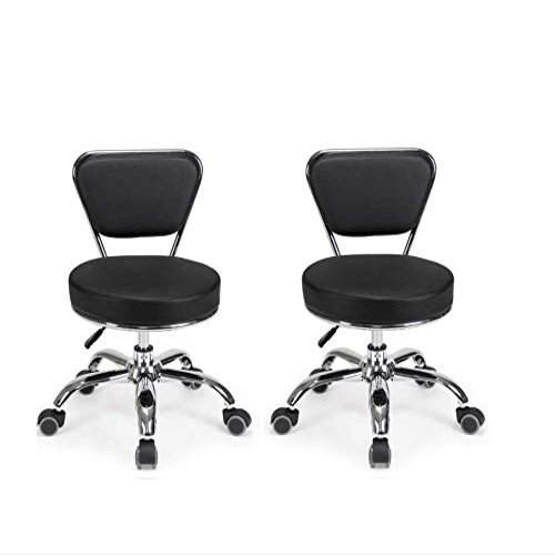 MAYAKOBA Set of 2 Dayton Pedicure Stool (Black) Pneumatic, Adjustable Height, Perfect for Nail Salon, Pedicure spa