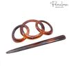 Parcelona French Triple Ringed 3.5" Celluloid Hair Slider Pin Thru Holder Barrette Non Slip Ponytail Women Hair Accessories Barrette with Stick for Girls, Made in France (Tortoise Shell) view 4