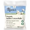 Sky Organics Organic Jumbo Cotton Balls for Sensitive Skin, 100% Pure Organic Cotton Sustainably Grown, Chlorine Free, Hypoallergenic, Ultra-Soft and Absorbent for Beauty,Personal Care, 100 ct view 1