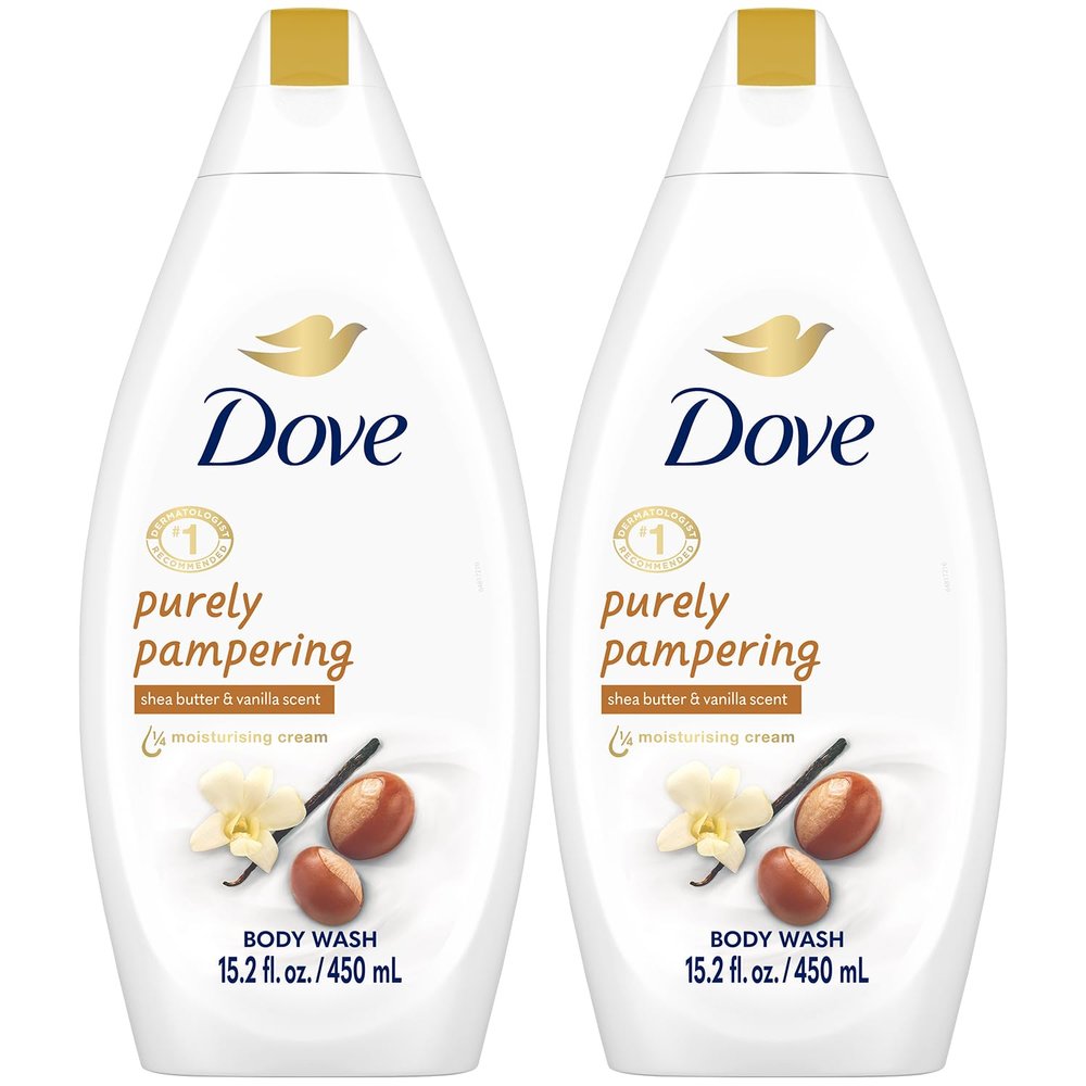 Dove Body Wash 2-Pack  Purely Pampering, Shea Butter & Warm Vanilla for Softer, Smoother Skin, 15.2 Oz Ea