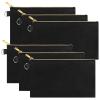 Aspire 6-Pack Canvas Makeup Bags, Blank Cotton Zipper Bags for DIY Craft, 7-3/4 x 4-1/2 Inch (Black Bag Gold Zipper) view 1
