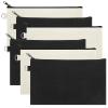Aspire 6-Pack Canvas Makeup Bags, Blank Cotton Zipper Bags for DIY Craft, 7-3/4 x 4-1/2 Inch (Black & Natural) view 1