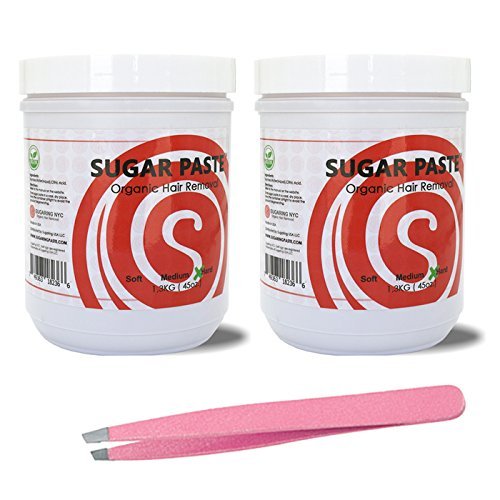 Sugaring Paste Hard - Two Jars Package with Sugaring Hair Tweezer - For Bikini Brazilian Underarms Sugaring