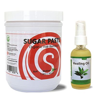 Sugaring Hair Removal Paste - HARD - for Bikini Area, Brazilian, Underarms + Healing Oil Aftercare