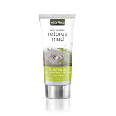 Wild Ferns Rotorua Mud Facial Scrub with Grapefruit & Calendula, 100 milliliters