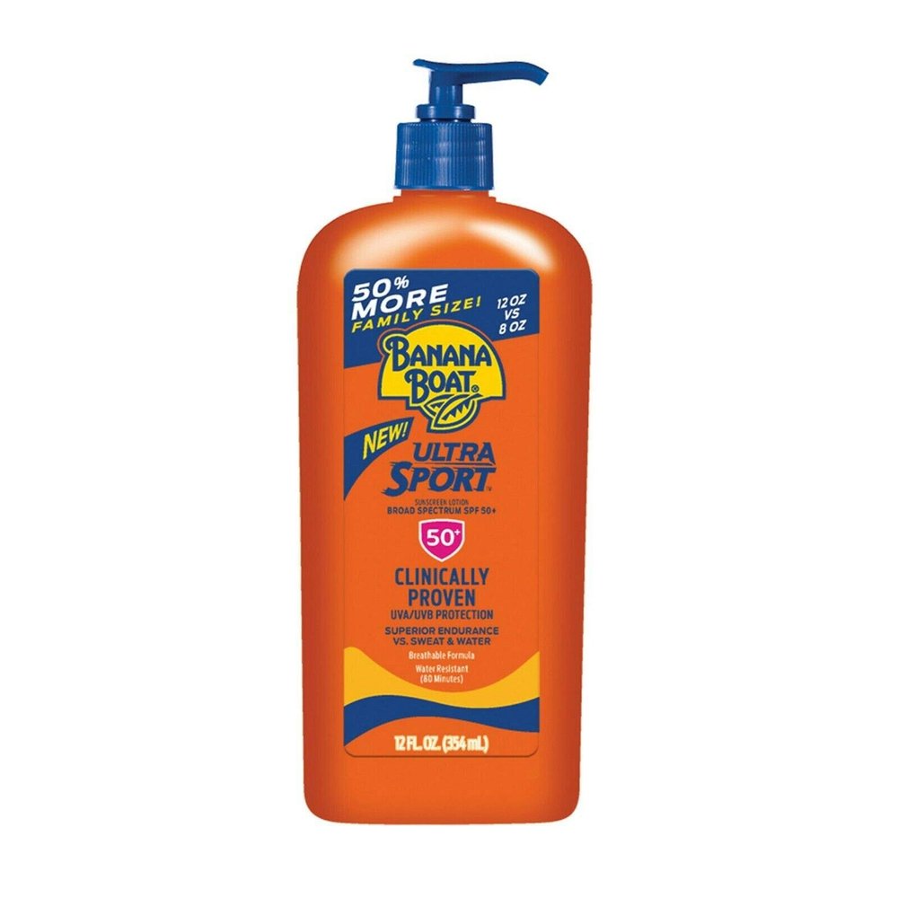 Banana Boat Sunscreen Sport Family Size Broad Spectrum Sun Care Sunscreen Lotion - SPF 50, 12 ounce (Pack of 2)