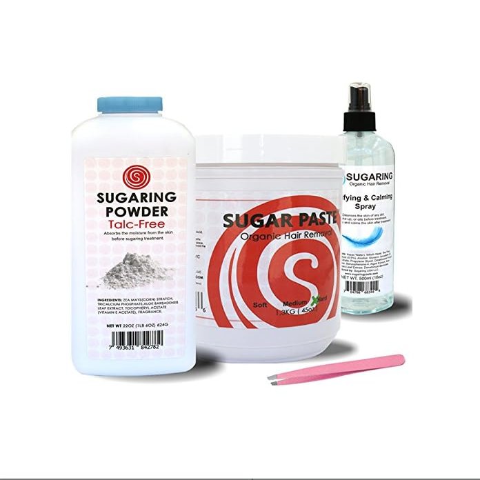 Sugaring Paste Hard - For Bikini, Brazilian, Underarms Bundle with Sugaring Powder, Tweezer and Purifying Spray by Sugaring NYC