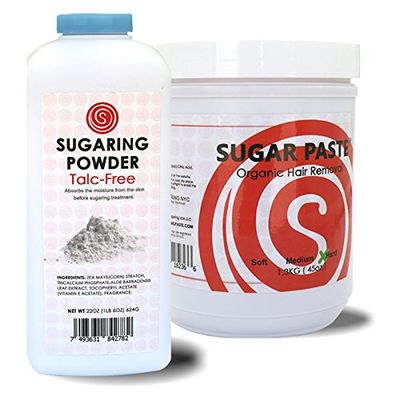 Sugaring Paste Hard for Brazilian, Bikini, Underarms + Sugaring Talc-Free Powder by Sugaring NYC