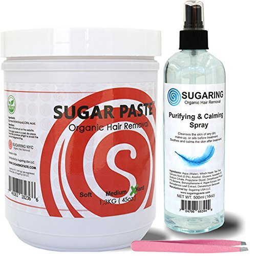 Sugaring NYC Hard Paste for Bikini, Brazilian, Underarms + Purifying & Calming Spray + Sugaring NYC Tweezer