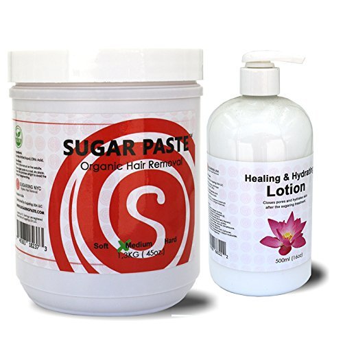 Medium Sugaring Paste for Legs, Arms, Armpits, Back, Legs & Healing Moisturizing Lotion