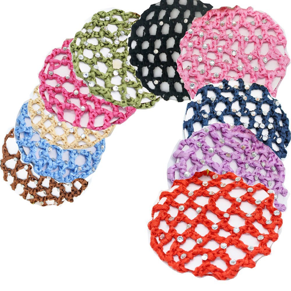 10pcs Women Hair Bun Cover Snoods Hair Net Ballet Dance Skating