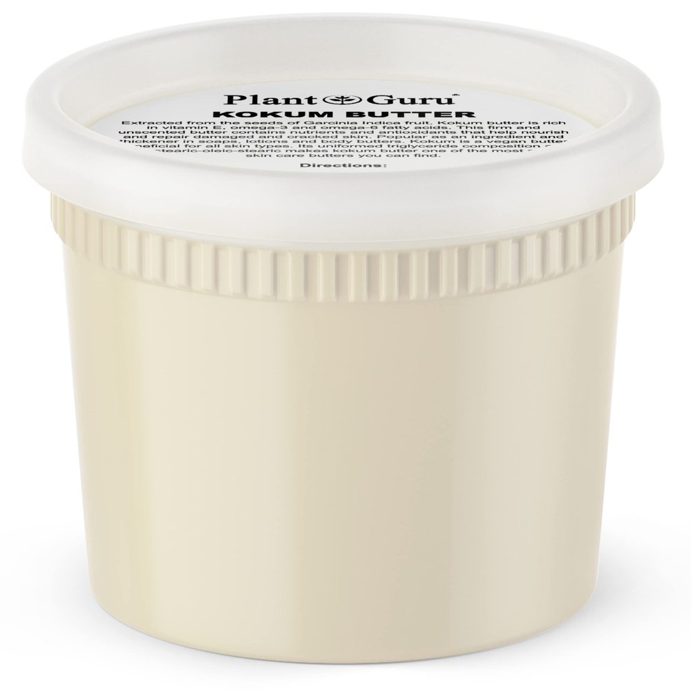 Plant Guru Raw Kokum Butter 16 oz. / 1 lb. 100% Pure Natural Cold Pressed - Great for Skin, Body and Hair Moisturizer, DIY Creams, Balms, Lotions and Soap Making.