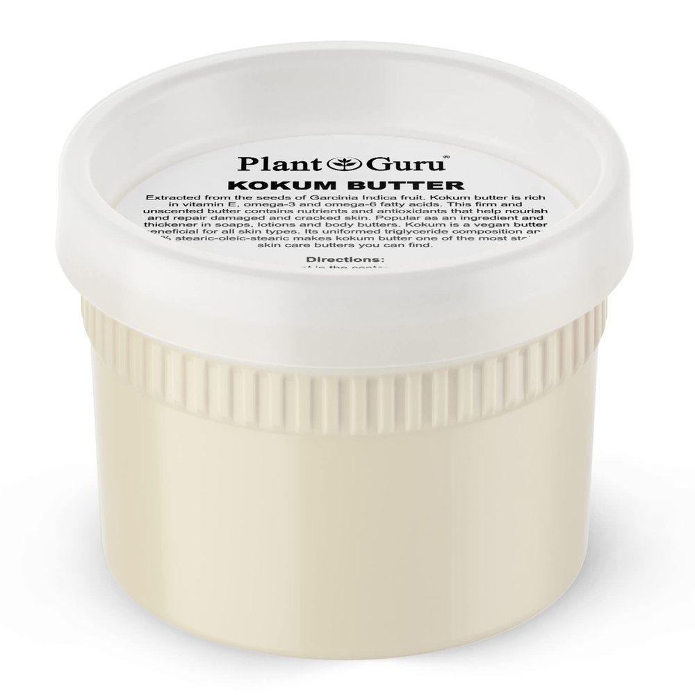 Plant Guru Raw Kokum Butter 8 oz. 100% Pure Natural Cold Pressed - Great for Skin, Body and Hair Moisturizer, DIY Creams, Balms, Lotions and Soap Making.