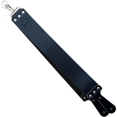 Parker Handmade Latigo Leather Strop for Straight Razor & Knife Sharpening  USA Made, Paddle Handle w/Brass Chicago Screws, Twin Canvas & Leather Straps (3  27) (BLACK)