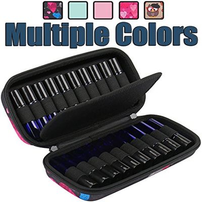 20 Bottle Essential Oil Carrying Case Premium Hard Shell Protection for up to 20 Bottles  Perfect for Roller and Standard Bottles 5ml to 10ml  Great for Travel (Black Hearts)