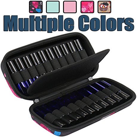 20 Bottle Essential Oil Carrying Case Premium Hard Shell Protection for up to 20 Bottles  Perfect for Roller and Standard Bottles 5ml to 10ml  Great for Travel (Black Hearts)