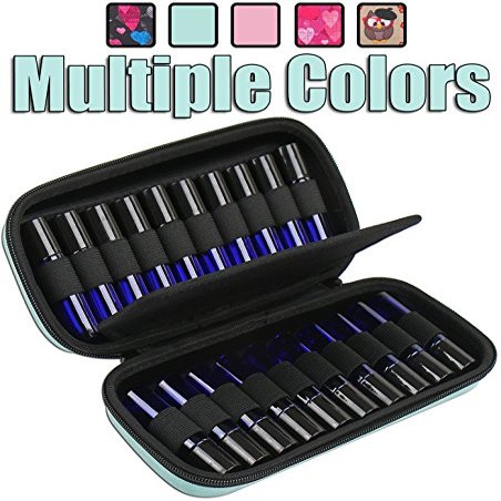 20 Bottle Essential Oil Carrying Case Premium Hard Shell Protection for up to 20 Bottles  Perfect for Roller and Standard Bottles 5ml to 10ml  Great for Travel (Teal Suede)