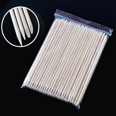 AKOAK 100 Pcs/Pack 5.78" Orange Wood Sticks,Double Sided NNail Art Cuticle Sticks for Pusher Remover Manicure Pedicure