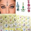 12 Bindi Box Long Multicolored Crystal Bindis Bridal face Jewels Forehead Tika (With Extra Crystal Stones) | wedding makeup party event body art temporary tattoo view 3
