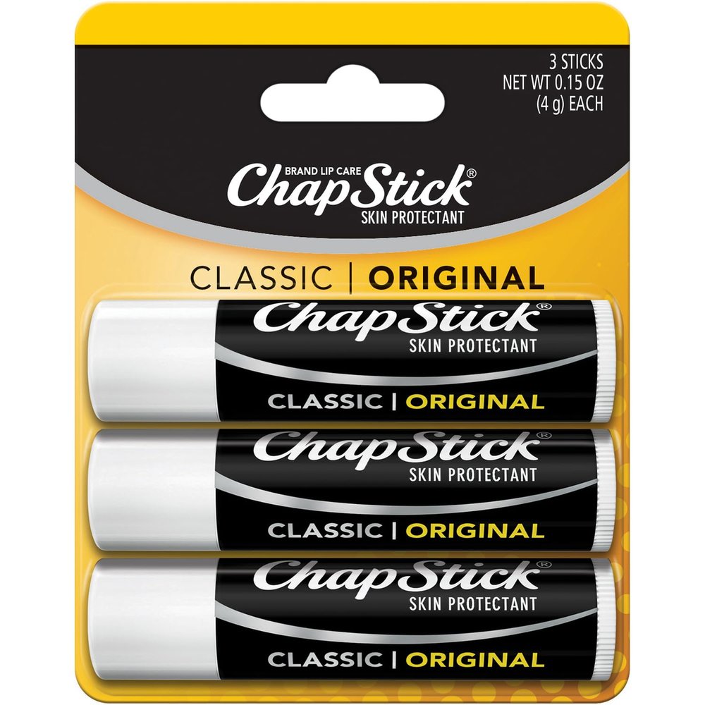 ChapStick Bulk Lip Balm, Classic Original 3-Pack Moisturizing Lip Care, 0.15 Ea