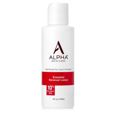 Alpha Skin Care Essential Renewal Lotion, 10% Glycolic AHA, Anti-Aging Formula, Reduces Lines & Wrinkles, Alpha Hydroxy Acid Exfoliates for Smoother Skin, Normal to Dry Skin, 4 Oz