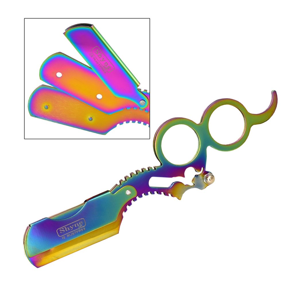 Barber Salon Straight Cut Throat Wet Shaving Razor 5 Colours - Double Ring (MULTI)