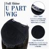 Full Shine Natural U Part Wig Human Hair Off Black One Piece U Part Wig Hair Extensions For Women 14 Inch Human Half U Shaped Extensions Black Straight 135g view 3