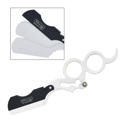 Barber Salon Straight Cut Throat Wet Shaving Razor 5 Colours - Double Ring (WHITE/BLACK)