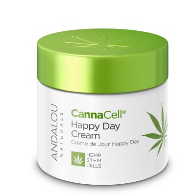 Andalou Naturals Cannacell Happy Day Cream - Hydrating Face Moisturizer with Nourishing Stem Cells - Rich in Vitamins, Plant-Based Proteins, & Omegas for Glowing Skin - 1.7 Fl Oz