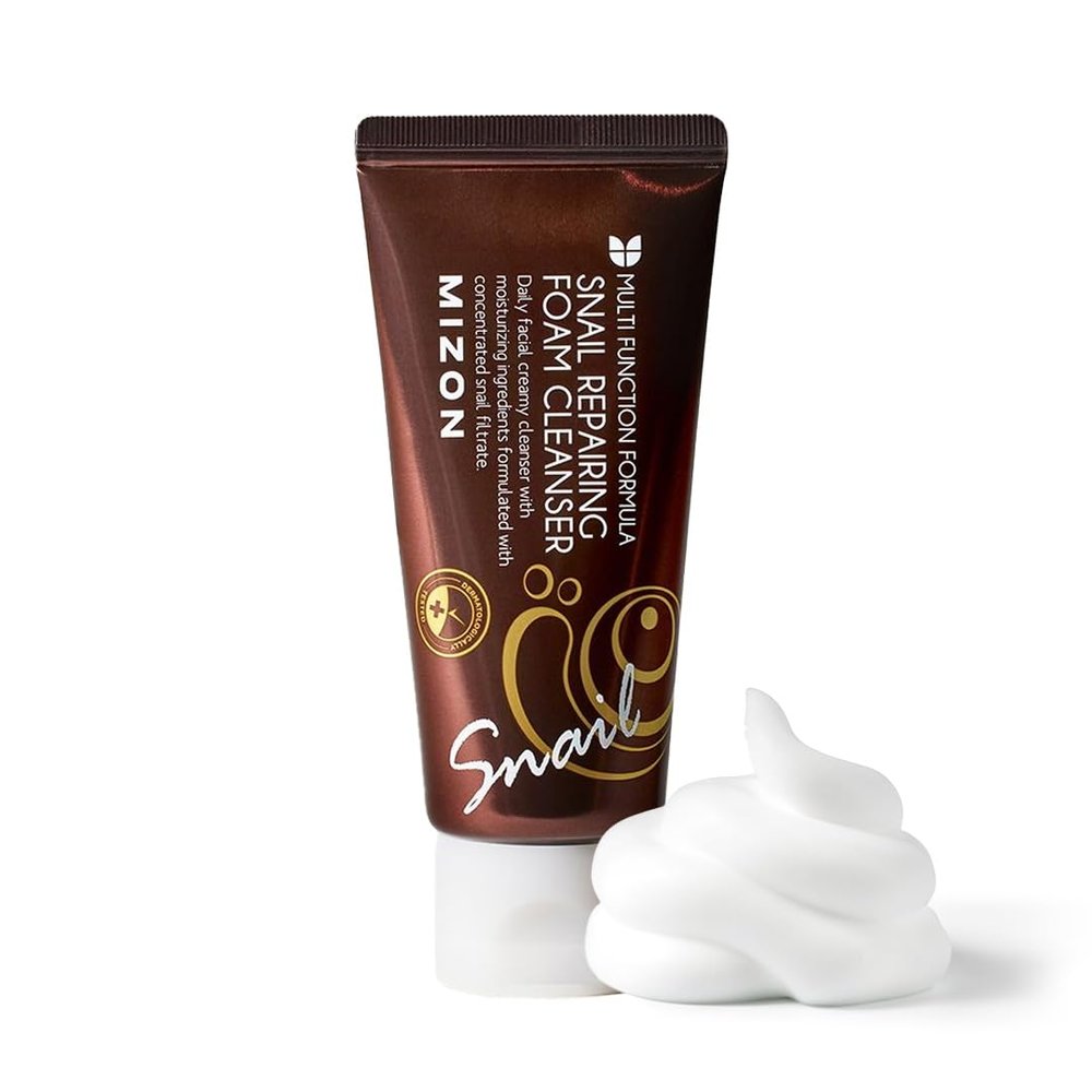 MIZON Snail Repairing Foam Cleanser, Korean Snail Face Wash, Mild and Soft Face Cleanser for Pores and Blackheads, Moisturizing Formula with Snail Filtrate and Soft Bubbles 2.02 fl oz.