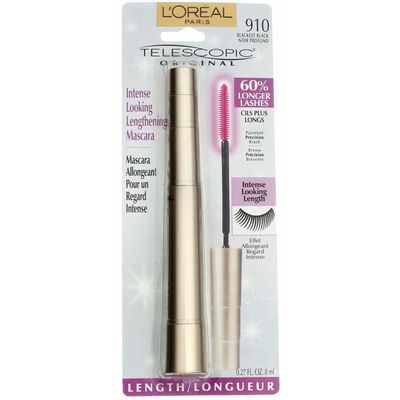 LOreal Paris Telescopic Original Mascara, 910 Blackest Black (Pack of 2)