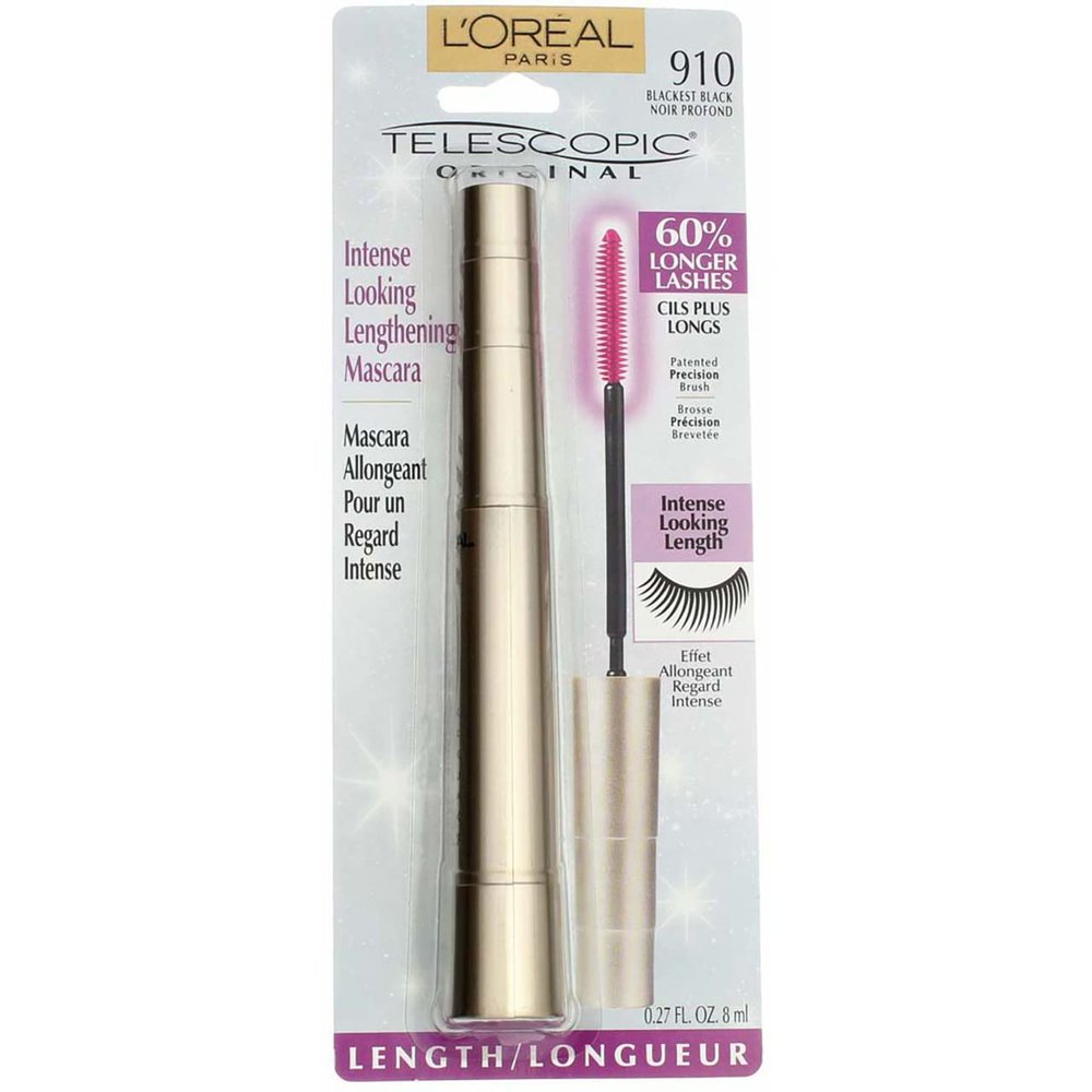 LOreal Paris Telescopic Original Mascara, 910 Blackest Black (Pack of 2)