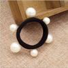 10 Pcs Women's Artificial Pearl Black Elastic Rubber Headbands - No Damage Seamless Hair Ropes with Ponytail Holders view 3