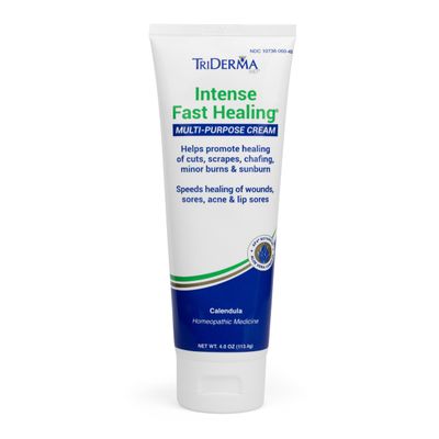 TriDerma Intense Fast Skin Healing Cream for Hard-to-Heal Skin Irritations, Sores, Rashes, Dry, Cracked Hands, Cuts, Chafing, Burns, Scrapes - First Aid Kit Essential - FSA Eligible - 4.0 oz Tube