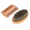 Beard Brush and Comb Set, Boar Beard Brush and Handmade Wooden Comb Mustache Shaving Cleaning Grooming Kit for Men view 1