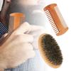 Beard Brush and Comb Set, Boar Beard Brush and Handmade Wooden Comb Mustache Shaving Cleaning Grooming Kit for Men view 3