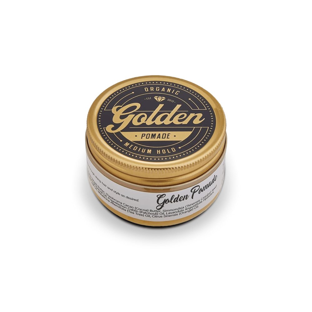 Golden Beards Organic Hair Pomade 3.3 oz Natural Styling Cream with Medium Hold & Matte Finish Handmade, Vegan & Cruelty-Free Hair Grooming