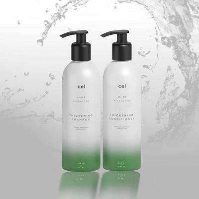 Cel Microstem Natural Hair Thickening Shampoo & Conditioner Set (2 x 8 fl oz)  Stem Cell Anti Thinning Shampoo  Professional Grade Biotin  Sulfate & Paraben Free - Suitable for Men and Women
