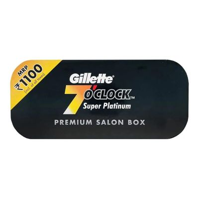 100 7 O'clock Super Platinum Double Edge Safety Razor Blades (20x5) - AKA 7'Oclock Black - Premium Blades on Display Card