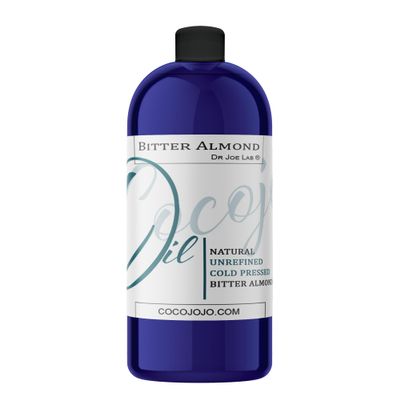 cocojojo Pure Bitter Almond 32 oz 1 Quart Oil Unrefined Cold Pressed Extra Virgin All Natural Perfect for Hair Face Skin Nails