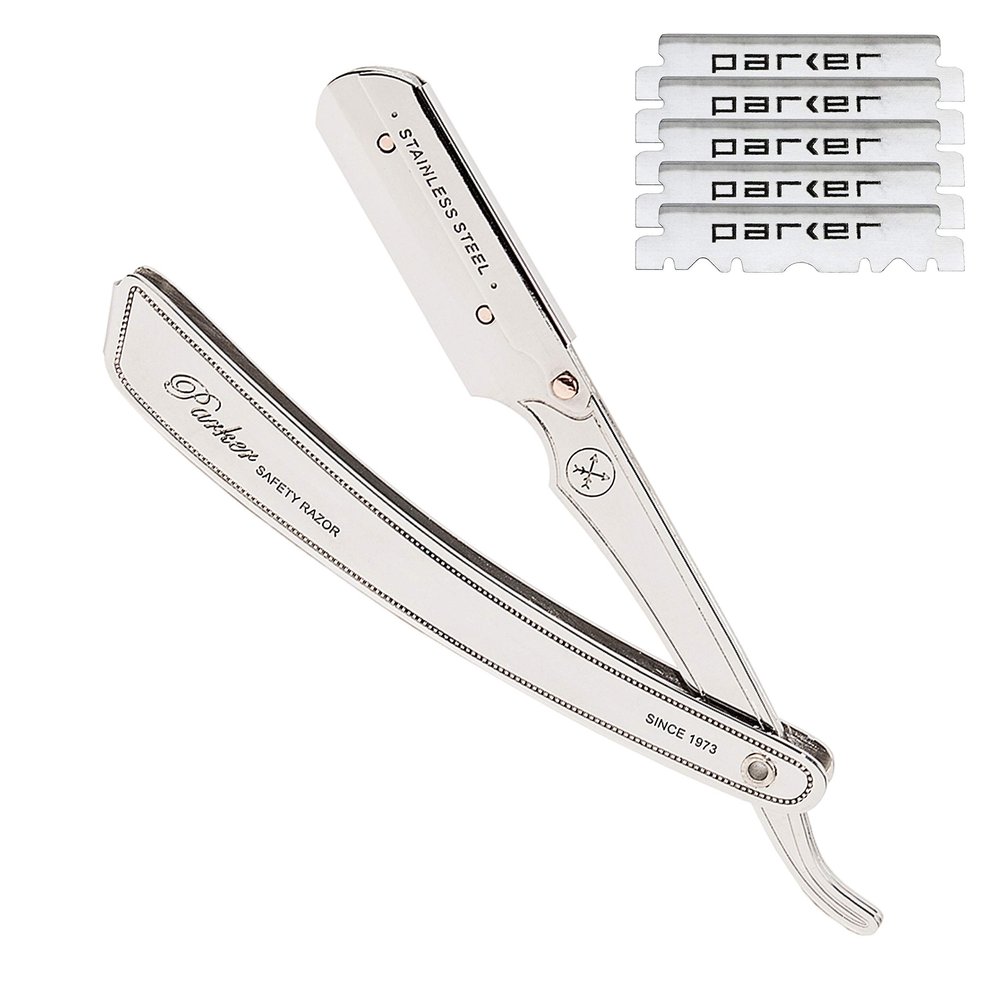 Parker SRX Straight Razor  All Stainless Steel Barber Razor with Clip-Type Blade Holder for Disposable Blades  Ideal for Precision Wet Shaving at Home or Barbershop  Iconic Brand