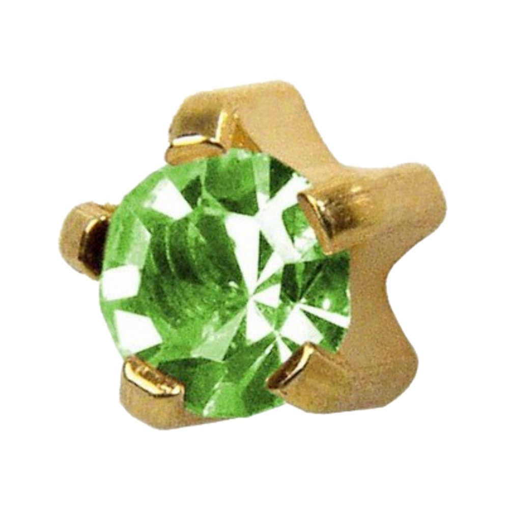 Studex August/Peridot Mini 2mm Gold Plated Claw Setting Ear Piercing Stud Earrings Birthstone