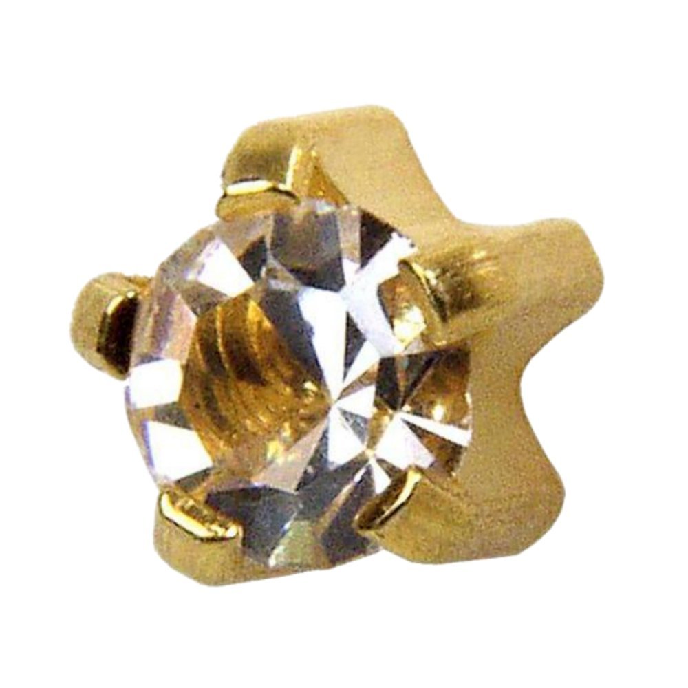 Studex April/Crystal Regular 4mm Gold Plated Claw Setting Ear Piercing Stud Earrings Birthstone