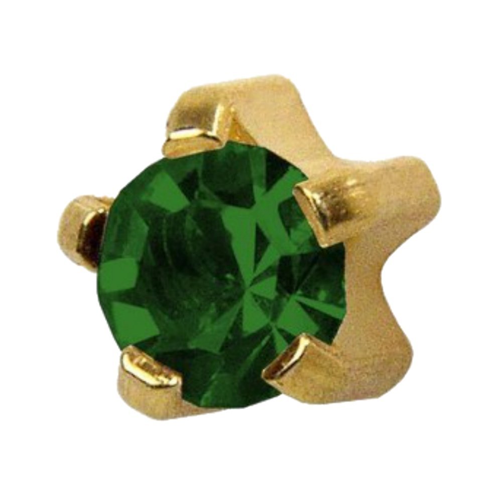 Studex May/Emerald Regular 4mm Gold Plated Claw Setting Ear Piercing Stud Earrings Birthstone
