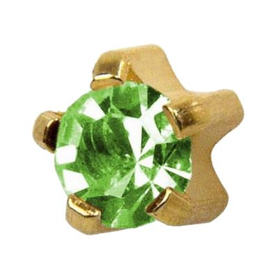 Studex August/Peridot Regular 4mm Gold Plated Claw Setting Ear Piercing Stud Earrings Birthstone