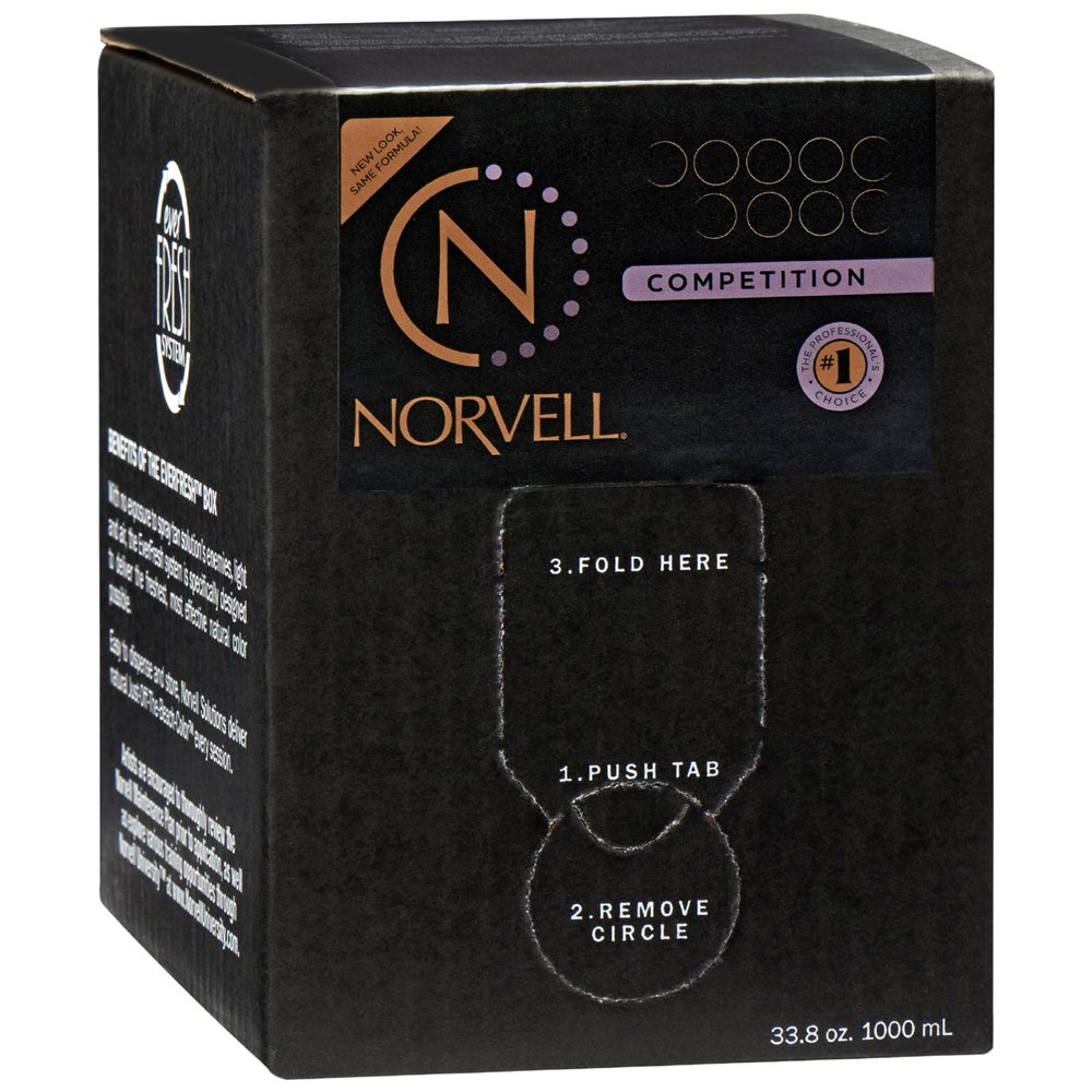 Norvell Premium Spray Tan Solution Competition Tan 34 Oz Professional Sunless Tanning Formula for Deep Dark Stage Color, Streak Free, Fast Drying, Long Lasting Color