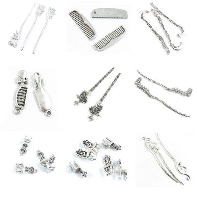 28 Pieces Jewelry Making Charms Hairpin Hair Head Pins Chair Feather Bookmark Plum Flower Sticks