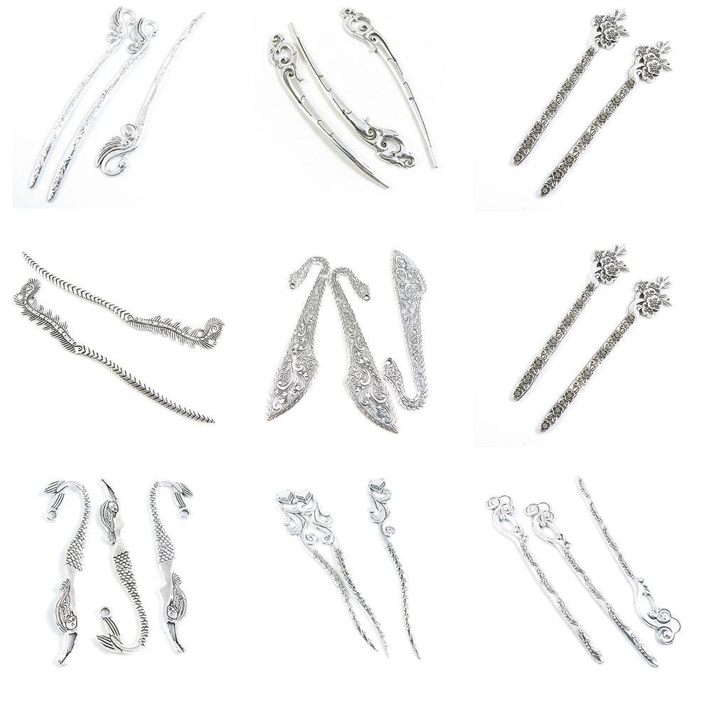 24 Pieces Jewelry Making Charms Cloud Bookmark Hair Sticks Fox Hairpin Mermaid Cherry Blossoms
