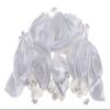 Charming Satin Rosette Bridal Comb Adorned with Wired Lace Appliques and Lustrous Floating Pearls for Wedding, Bridesmaid, Quinceaera or Other Special Events #88D8wh (WHITE) view 3