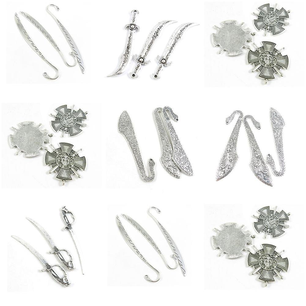 27 Pieces Jewelry Making Charms Sword Cross Shield Broadsword Bookmark Hair Sticks Saber Broad